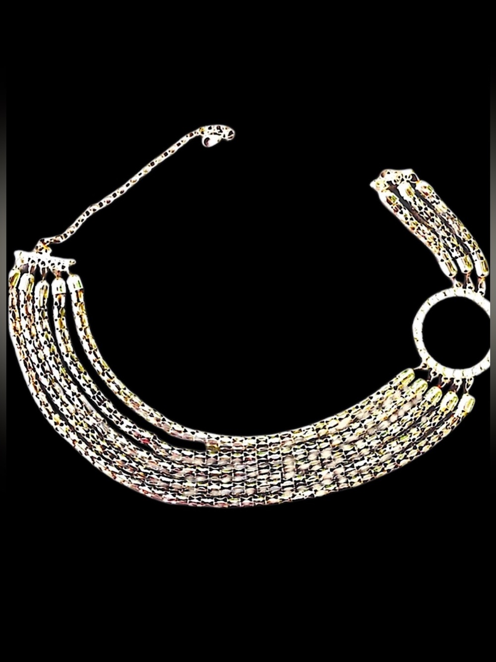 Lightweight Vintage SilverTone Asymmetrical Choker Necklace